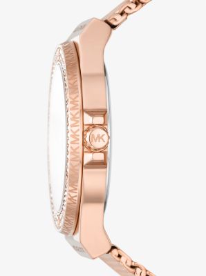 Armbanduhr Lennox im Rosé-Goldton mit Pavé und Milanaise-Armband image number 1