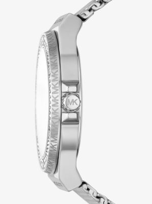 Horloge Lennox van mesh, zilverkleurig met siersteentjes image number 1