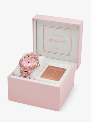 Michael kors pink on sale rose gold watch