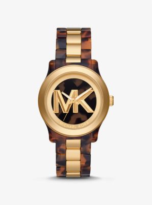 Runway Gold-Tone and Tortoiseshell Acetate Watch | Michael Kors