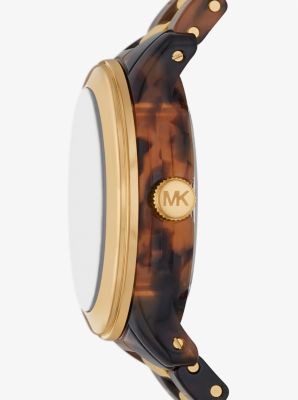 Runway Gold-Tone and Tortoiseshell Acetate Watch | Michael Kors Canada