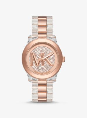 Runway Pavé Rose Gold-Tone and Acetate Watch | Michael Kors