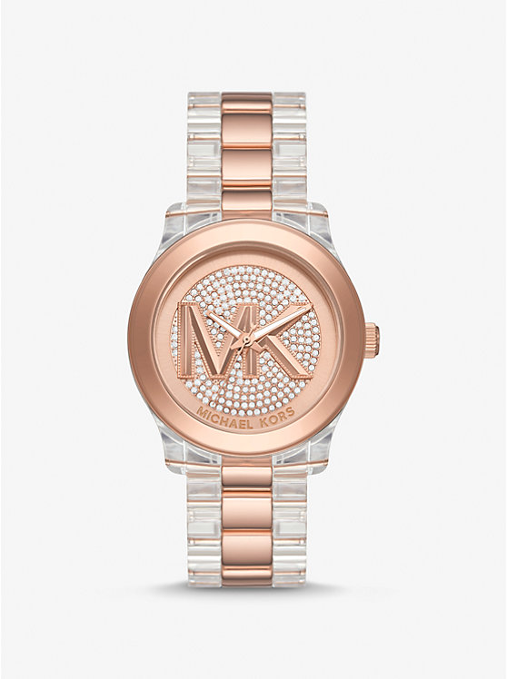 Runway Pavé Rose Gold-Tone and Acetate Watch image number 0