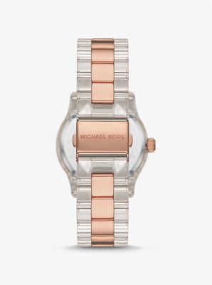 Runway Pavé Rose Gold-Tone and Acetate Watch | Michael Kors