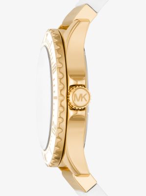 Oversized Slim Everest Pavé Gold-Tone and Embossed Silicone Watch image number 1