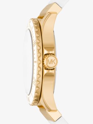 Oversized Slim Everest Pavé Gold-Tone and Embossed Silicone Watch