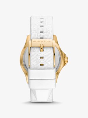 Montre Everest dorée et sertie pavé surdimensionnée avec bracelet en silicone en relief image number 2