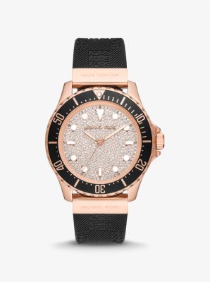 Oversized Slim Everest Pavé Rose-Gold Tone and Embossed Silicone