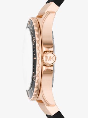 Oversized Slim Everest Pavé Rose-Gold Tone and Embossed Silicone Watch image number 1