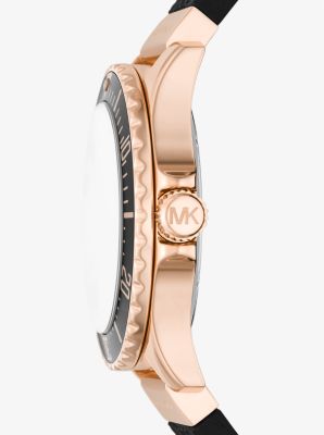 Oversized Slim Everest Pavé Rose-Gold Tone and Embossed Silicone Watch ...