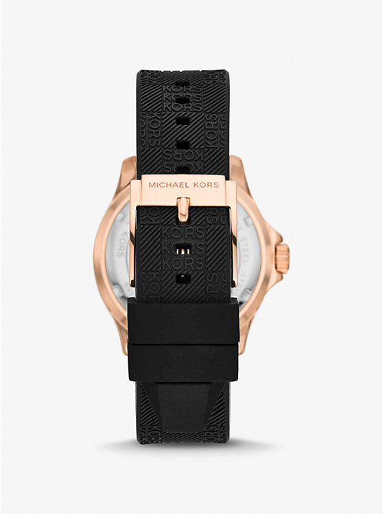Oversized Slim Everest Pavé Rose-Gold Tone and Embossed Silicone Watch image number 2