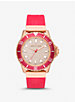 Oversized Slim Everest Pavé Rose-Gold Tone and Embossed Silicone Watch image number 0