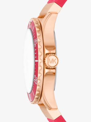 Oversized Slim Everest Pavé Rose-Gold Tone and Embossed Silicone