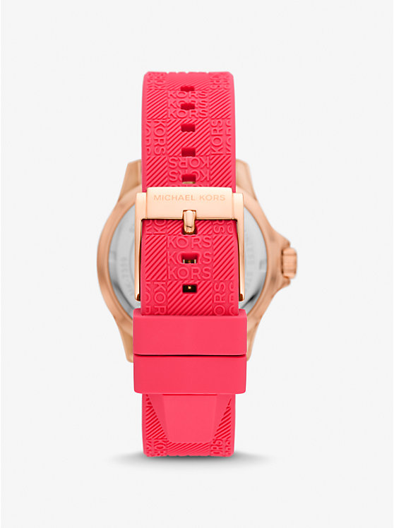 Oversized Slim Everest Pavé Rose-Gold Tone and Embossed Silicone Watch image number 2