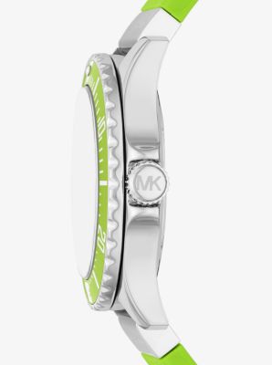 Oversized Slim Everest Pavé Silver-Tone and Embossed Silicone Watch
