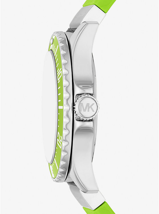 Oversized Slim Everest Pavé Silver-Tone and Embossed Silicone Watch image number 1