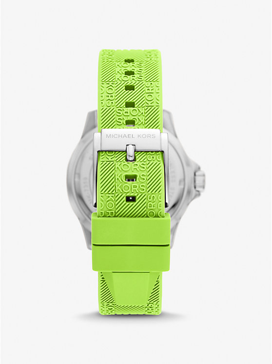 Oversized Slim Everest Pavé Silver-Tone and Embossed Silicone Watch image number 2