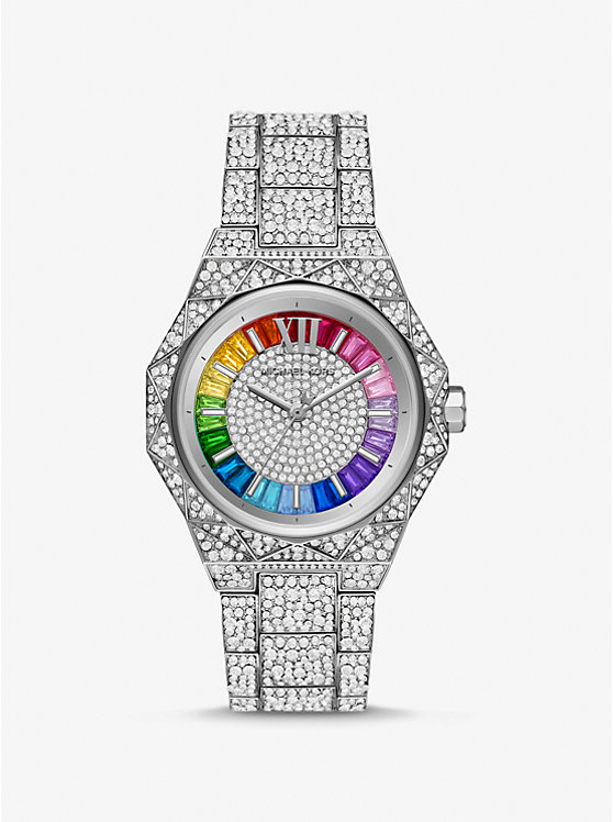 PRIDE Limited-Edition Oversized Raquel Rainbow Pavé Silver-Tone Watch image number 0