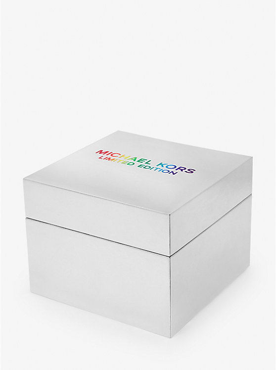 PRIDE Limited-Edition Oversized Raquel Rainbow Pavé Silver-Tone Watch image number 5