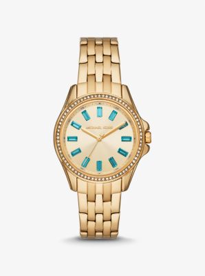 Mini Pilot Pavé Gold-Tone Watch | Michael Kors