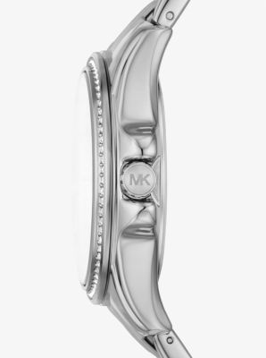 Mini Pilot Baguette Rainbow Pavé Silver-Tone Watch | Michael Kors 