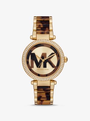 Parker Pave Gold Tone and Tortoiseshell Acetate Watch Michael Kors Canada