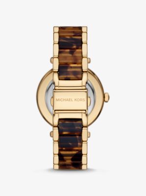 Parker Pave Gold Tone and Tortoiseshell Acetate Watch Michael Kors