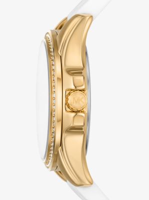 Mini Pilot Pavé Gold-Tone and Logo Silicone Watch | Michael Kors