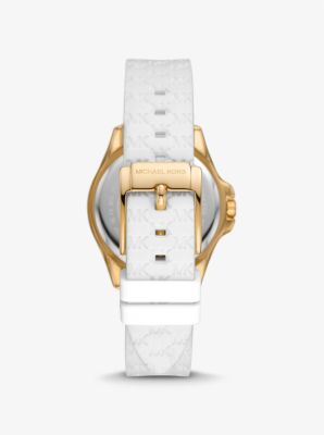 Mini Pilot Pavé Gold-Tone and Logo Silicone Watch image number 2