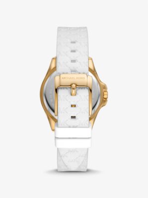 Mini Pilot Pavé Gold-Tone and Logo Silicone Watch | Michael Kors