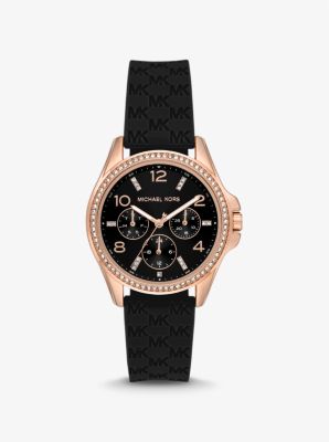 Mini Pilot Pavé Rose Gold-Tone and Logo Silicone Watch image number 0