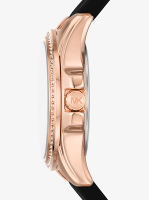 Mini Pilot Pavé Rose Gold-Tone and Logo Silicone Watch image number 1