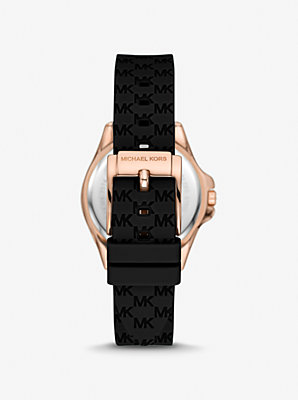 Mini Pilot Pavé Rose Gold-Tone and Logo Silicone Watch