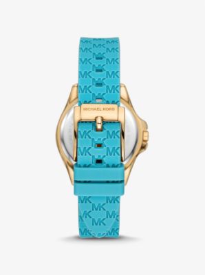 Mini Pilot Pavé Gold-Tone and Logo Silicone Watch | Michael Kors