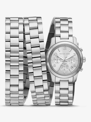 Limited Edition Runway Rhodium Plated Stainless Steel Wrap Watch