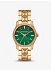 Runway Pavé Gold-Tone and Malachite Watch image number 0