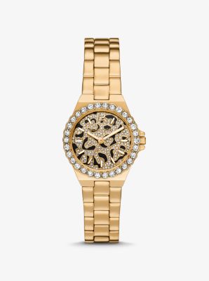 Michael Kors Mini Lennox Animal Pavé Gold-tone Watch