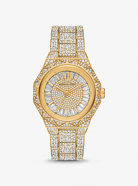 MK Oversized Raquel Pave Gold-Tone Watch - Gold - Michael Kors