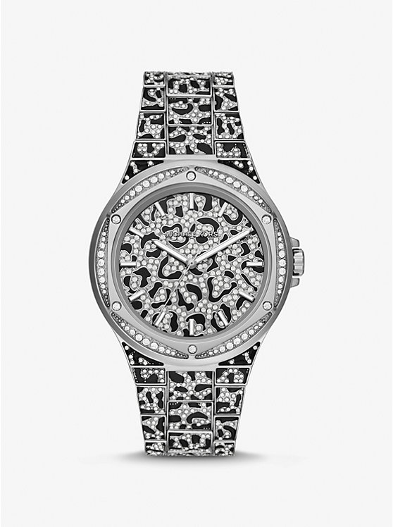 Oversized Lennox Animal Pavé Silver-Tone Watch image number 0