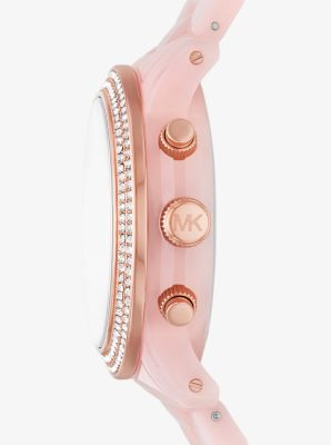 Runway Pavé Rose Gold-Tone and Blush Acetate Watch