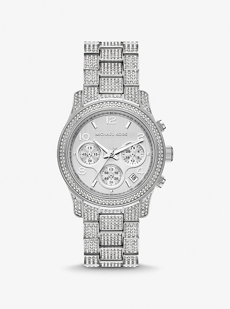 Michael Kors Runway Pavé Silver-tone Watch