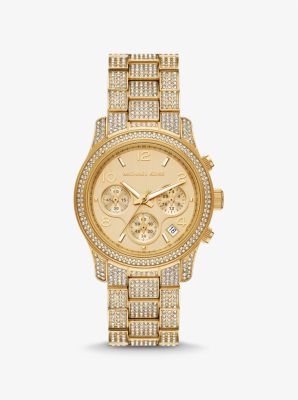 마이클 코어스 Michaelkors Runway Pave Gold-Tone Watch,GOLD