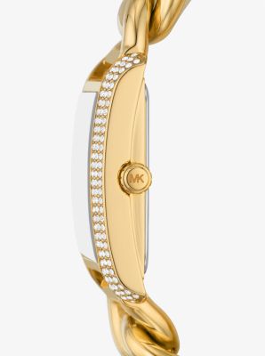 Mini Emery Animal Pavé Gold-Tone Curb Link Watch | Michael Kors Canada