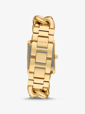 Relógio com elos achatados dourados incrustados Emery Animal mini image number 2