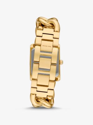 Mini Emery Animal Pavé Gold-Tone Curb Link Watch | Michael Kors Canada