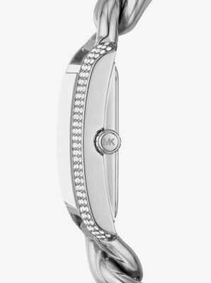 Pavé-Armbanduhr Mini Emery im Silberton mit Panzerkettenarmband