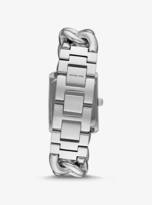 Pavé-Armbanduhr Mini Emery im Silberton mit Panzerkettenarmband