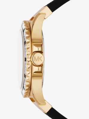 Oversized Everest Pavé Gold-Tone and Silicone Watch | Michael Kors