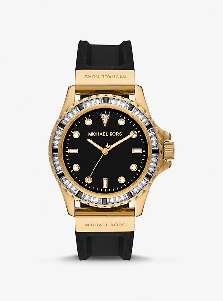 Jaryn Pavé Gold-Tone Leather Watch | Michael Kors