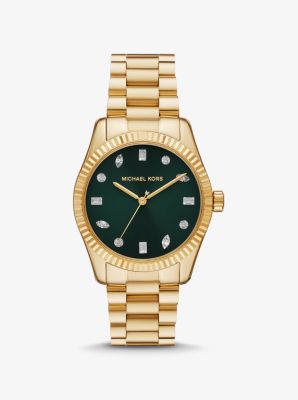 Oversized Lennox Pavé Rose Gold-Tone and Silicone Watch | Michael Kors